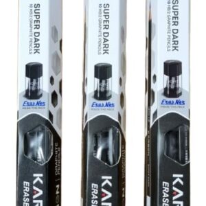 Doms Karbon Eraser Tipped Super Dark HB/2 Graphite Pencils| Pack of 30 Pencils| Includes 3 Sharpners & Erasers| Smooth Writing| Daily Use in School & Home For Extra Marks