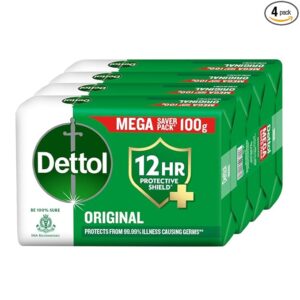 Dettol Original Bathing Soap Bar with 12hr Germ protection (400gm) | Kills 99.99% Germs, 100g (Pack of 4)